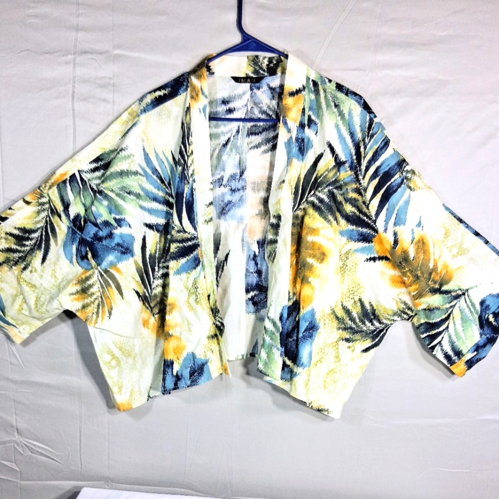 Iman XL Abstract Print 100% Cotton Cozy Blazer/Topper 3/4 Sleeve Never Worn